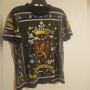 Dolce & Gabbana Black/Brown Crown Print Jersey T-Shirt  Size 46 /S
